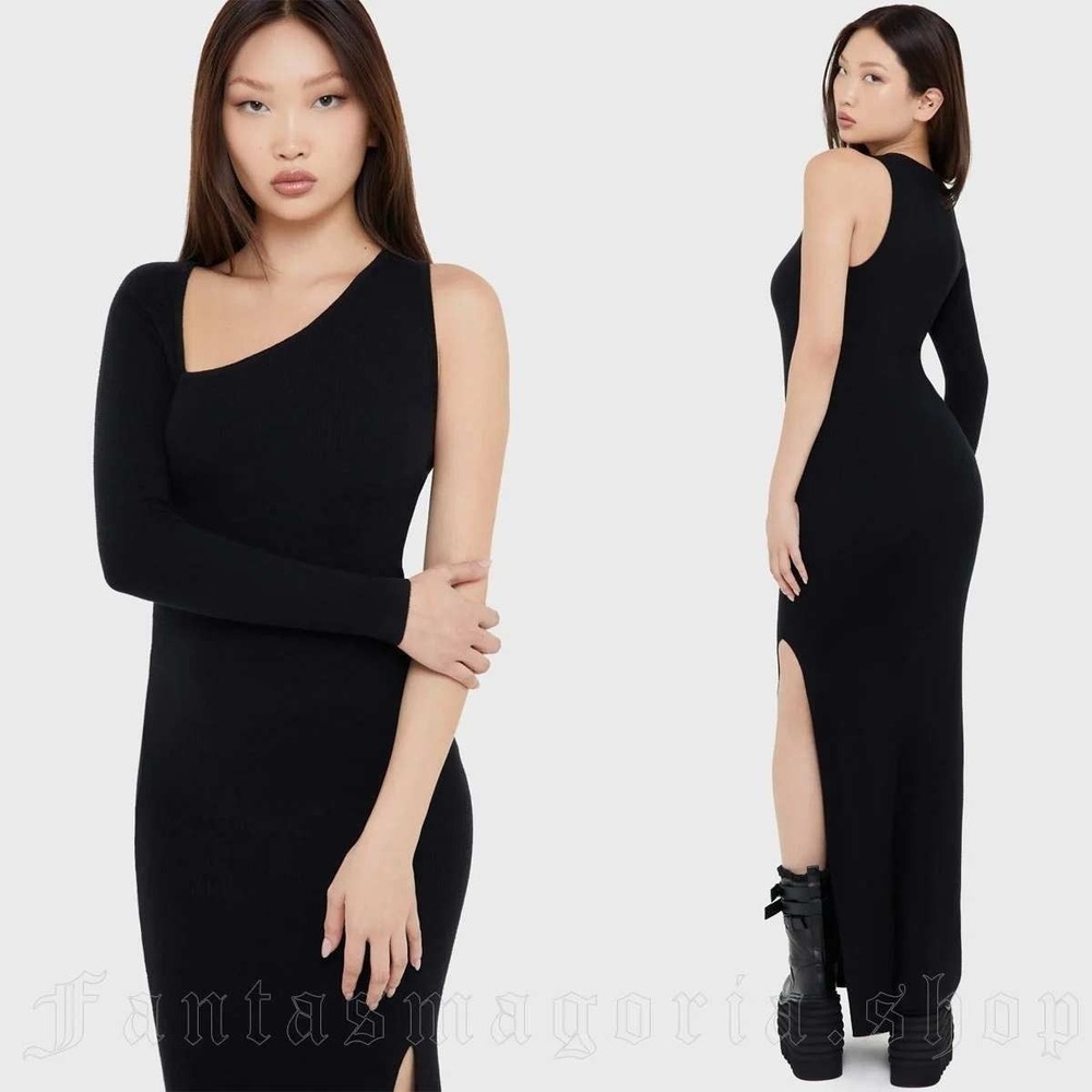 Killstar nightshaded maxi dress black asymmetrical cutout size small